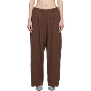 Baserange 女士 运动长裤 棕色 Crinkle Linen Folio 长裤