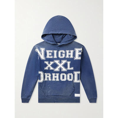 NEIGHBORHOOD 男士 SS26 卫衣 Savage 徽标印花磨破棉针织连帽衫