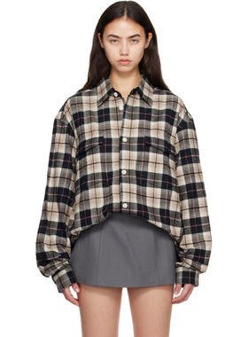 CPLUS Series 女士 衬衫 驼色  黑色 Checked Oversize 衬衫