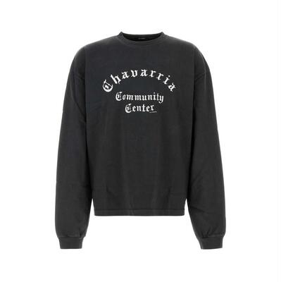 Willy Chavarria 男士 FW26 T恤 Community 黑色棉质宽松款中心