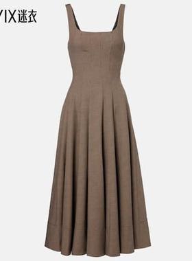 Staud 女款Wells 千鸟格中长连衣裙 迷衣时尚