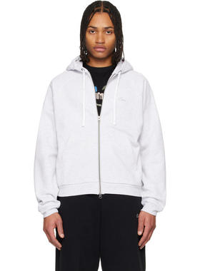 Dime MTL 男士 卫衣 灰色 Cursive Small Logo Zip 连帽衫