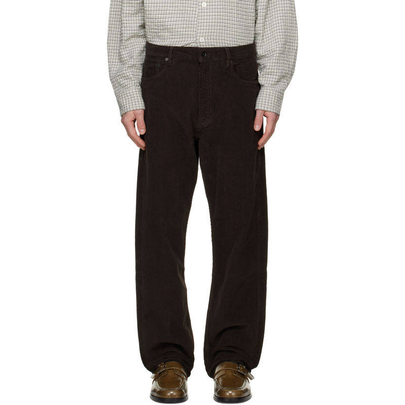 Studio Nicholson 男士 长裤 棕色 Riso Corduroy Straight Leg图片