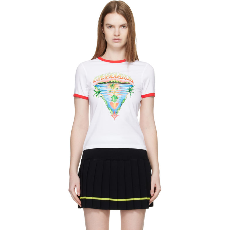 Casablanca 女士 T恤 白色 Innocence Triangle Longline Ringer图片