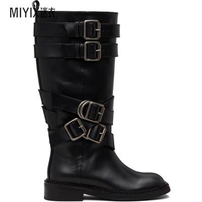 Andersson Bell 女款黑色 Layered Strap 中筒靴 迷衣时尚