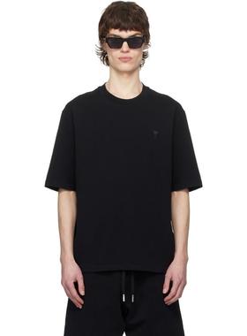 Ami Paris 男士 T恤 黑色 Cotton Tonal Ami de Coeur T 恤