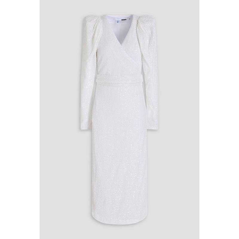 ROTATE 女士 中长连衣裙 珠片精饰薄纱中长缠绕式连衣裙