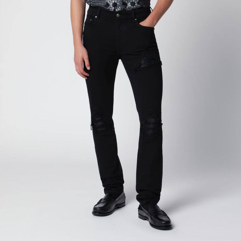Amiri 埃米尔 男士 FW26 牛仔长裤 撕裂紧身棉质牛仔裤(黑色)
