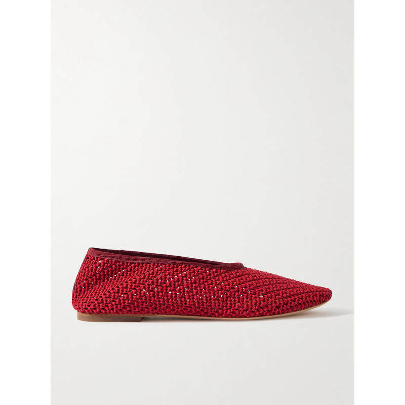 Staud 女士 芭蕾鞋 Alba 罗缎边钩编芭蕾舞鞋