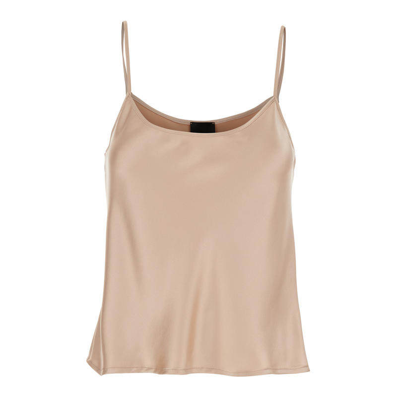Plain 女士 SS25 上衣 浅褐色吊带缎面女士上衣