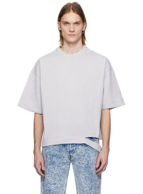 Karmuel Young 男士 T恤 灰色 Square XY-Plane Cutout T 恤