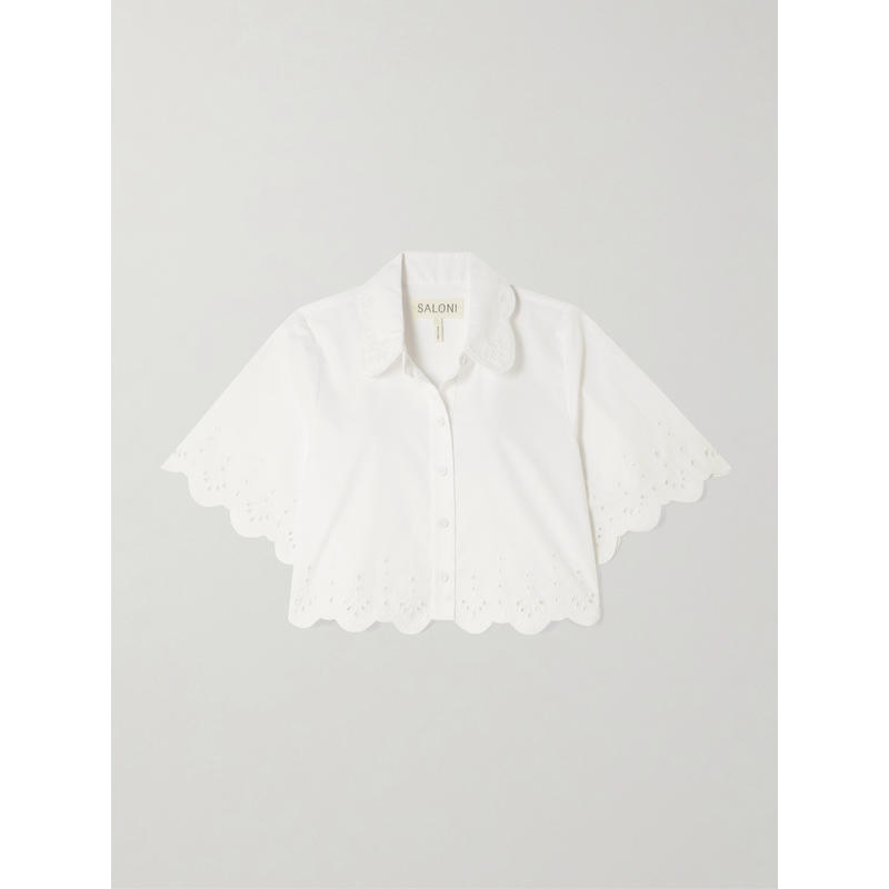 Saloni 女士 衬衫 Dree 齿纹马德拉刺绣棉质府绸衬衫