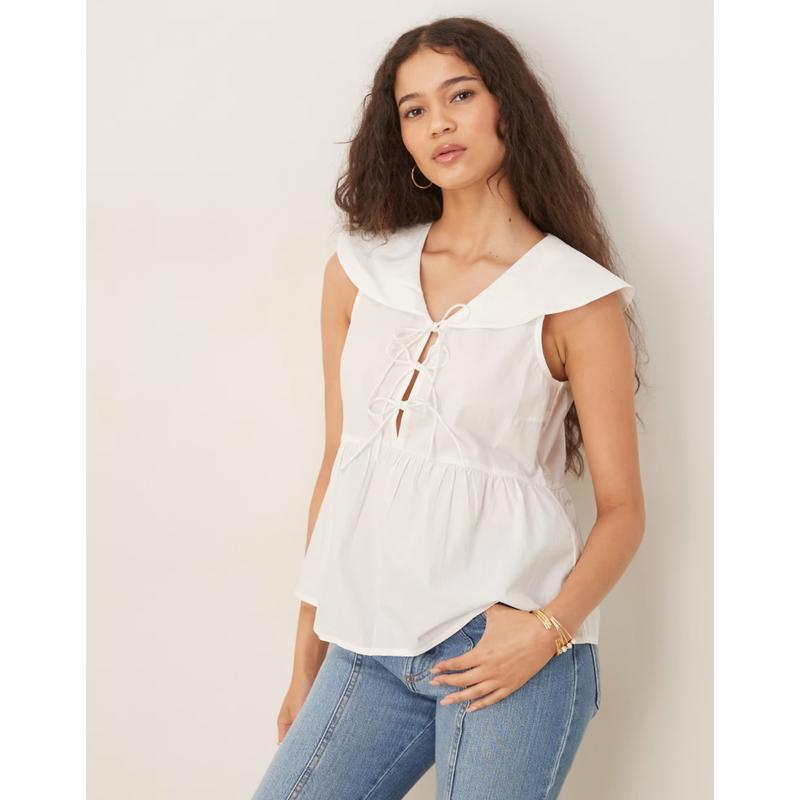 Nobody's Child 女士 马甲 Claudia 系带细节带领背心上衣(白色)