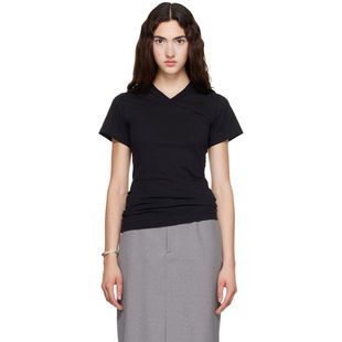 Totême 女士 T恤 TOTEME 黑色 Wide-Ribbed V-Neck