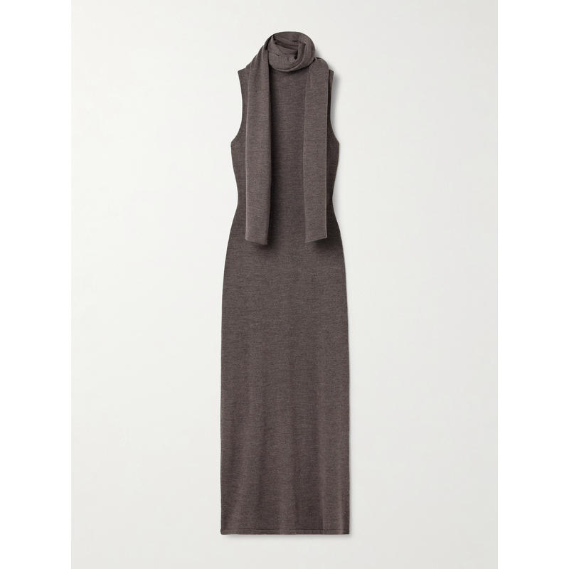 Staud 女士 FW25 中长连衣裙 Canal 围巾风格羊毛高领中长连衣裙