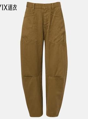 Nili Lotan 女款Shon barrel-leg 棉质亚麻长裤 迷衣时尚