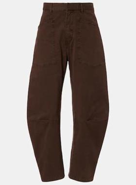 Nili Lotan 女士 长裤 Shon barrel-leg 棉质斜纹布长裤