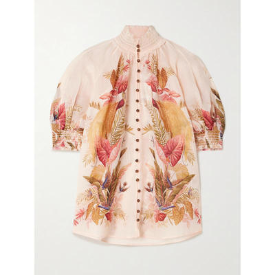 Zimmermann 女士秋冬新品 上衣 Ascension 精饰抽褶印花苎麻衫
