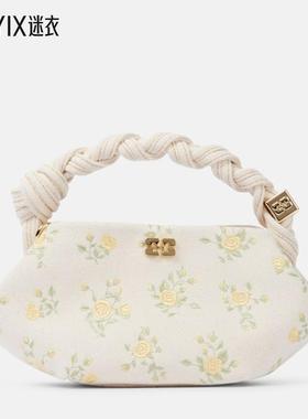 Ganni 女款Bou 迷你花朵帆布手提包 迷衣时尚