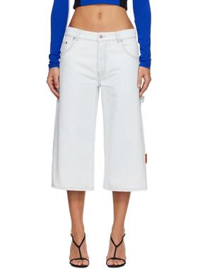 Off-White 女士 FW25 牛仔短裤 蓝色 Wide Crop 牛仔短裤