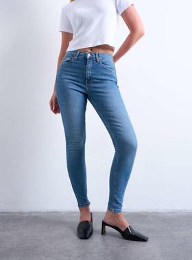 Topshop 女士 牛仔长裤 Hourglass Jamie 高腰紧身复古蓝色牛仔裤