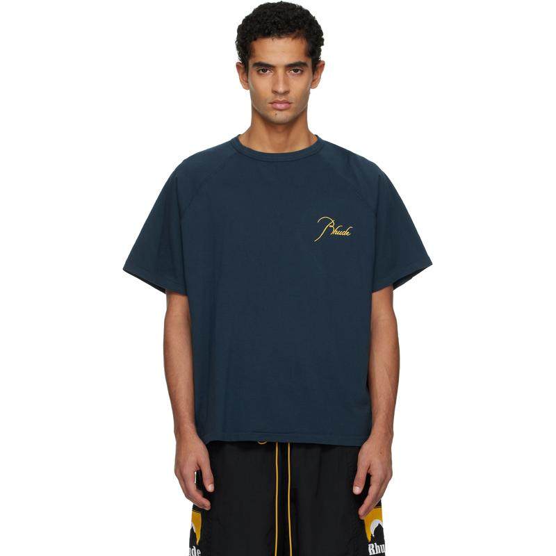Rhude 男士 T恤 海军蓝 Classique Raglan Logo T 恤