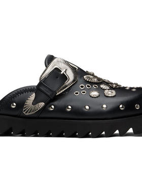 Toga 男士 穆勒鞋 黑色 Eyelet Metal Sabot