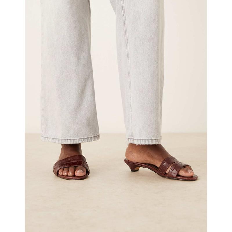 Aldo 女士 靴子 Scarletta 直入式高跟皮质棕色鳄鱼纹凉鞋