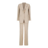 女士 西装 Revers Tagliatore 浅褐色单排扣凹口棉质女士套装