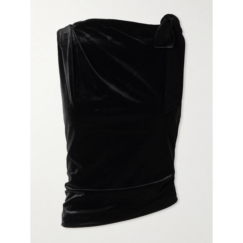 SIR. 女士 背心 Ettore tie-detailed 不对称垂褶弹力天鹅绒上衣