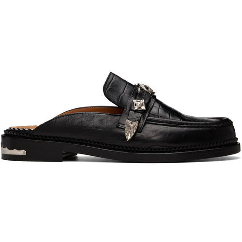 Toga 男士 穆勒鞋 黑色 Embossed Croco