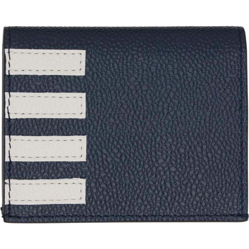 Thom Browne 男士 卡包 海军蓝 Pebble Grain 4-Bar Double 卡包