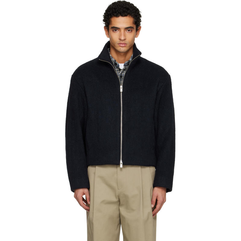 TONYWACK 男士 夹克 海军蓝 Wool Alpaca Zippered 夹克