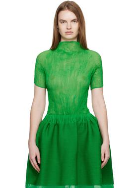 Issey Miyake 女士 T恤 绿色 Chiffon Twist 3 高领衫