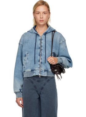 Diesel 女士 卫衣 蓝色 De-Giri-Crop Jogg 连帽衫