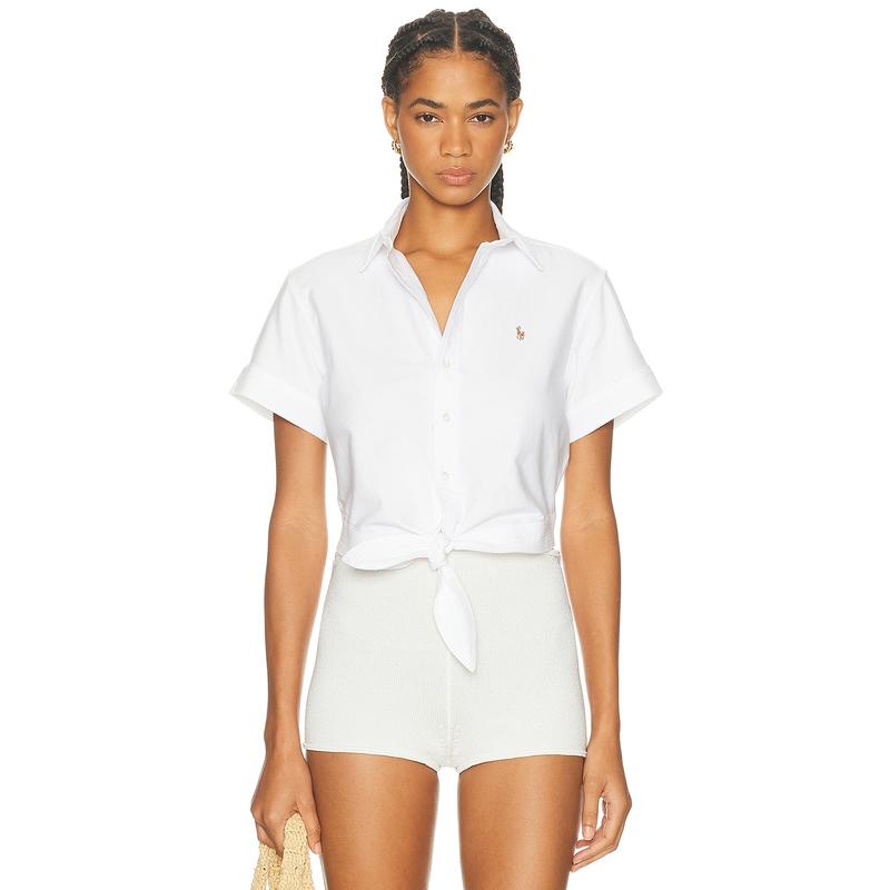 Polo Ralph Lauren 女士 FW25 衬衫 系带短袖衬衫