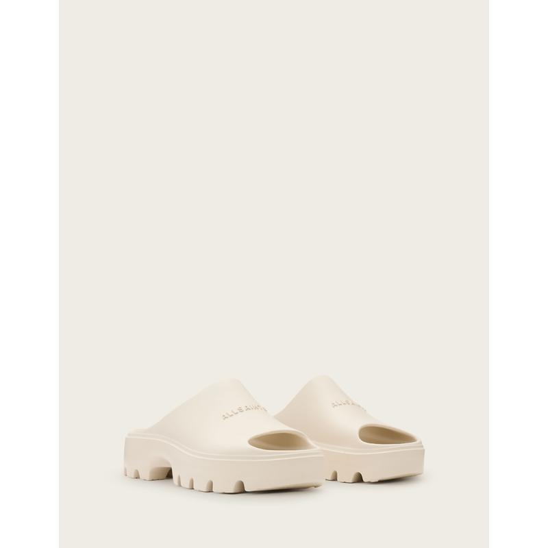 AllSaints 女士 凉鞋 暗色橡胶防水台凉鞋(白色)(米白色)