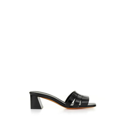 Santoni 女士 SS24 凉拖 方头徽标高跟凉鞋