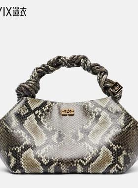 Ganni 女款Bou 蛇纹手提包 迷衣时尚