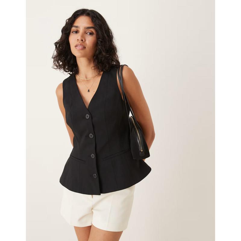 ASOS DESIGN 女士 马甲 设计收腰夹克(黑色)