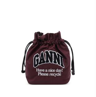 Ganni 甘尼 女士 FW26 水桶包 Logo拼布抽绳