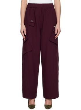 Ganni 女士 长裤 酒红色 Future Twill Suiting Elasticated 长裤