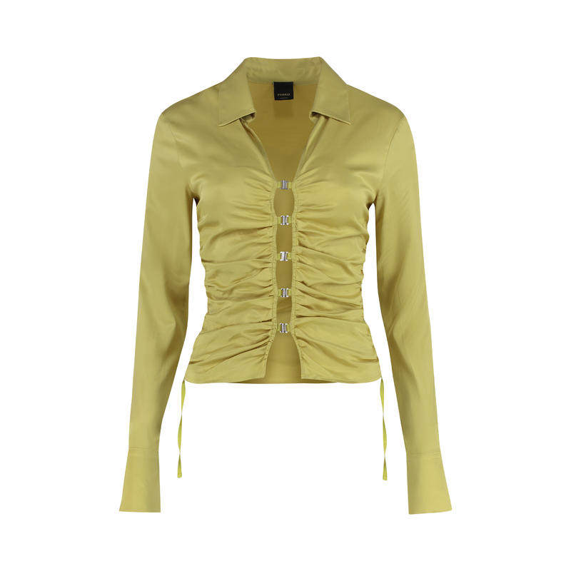 Pinko 女士 SS25 衬衫 褶皱后开口衬衫