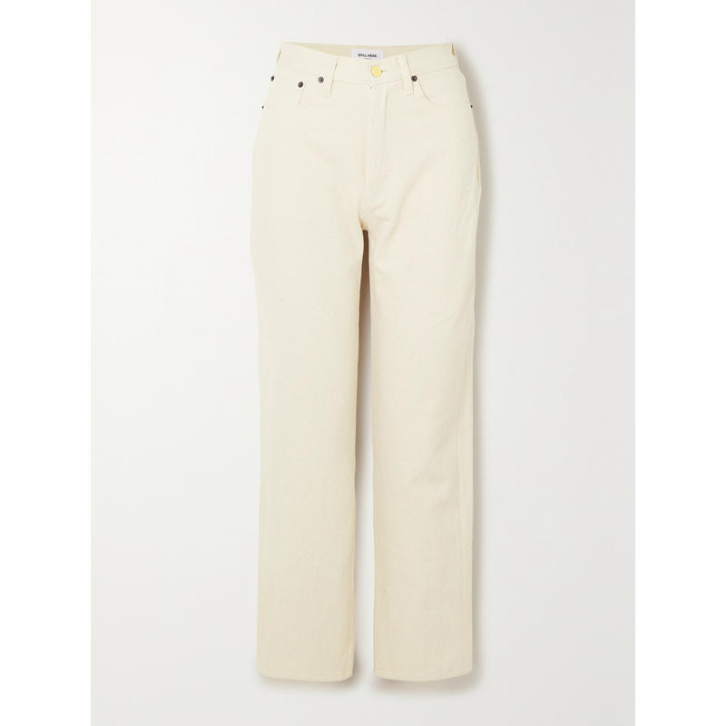 STILL HERE 女士 牛仔长裤 Ridge 蓝色刺绣钩编棉质斜纹布直筒裤