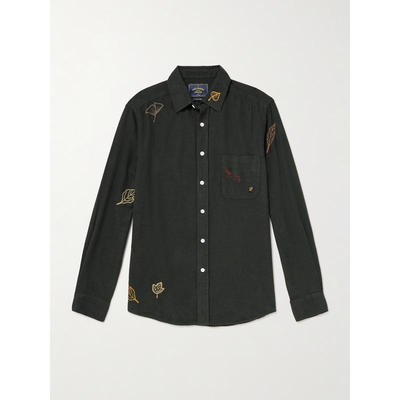 PORTUGUESE FLANNEL 男士 衬衫 Fall 叶瓣刺绣棉质法兰绒衬衫