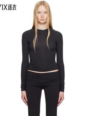 SKIMS 女款黑色 Fits Everybody 长袖 T 恤 迷衣时尚