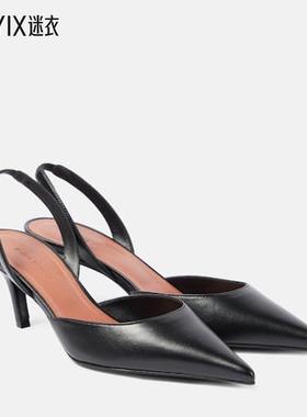 Amina Muaddi 女款Sofia 皮质露跟浅口鞋 迷衣时尚