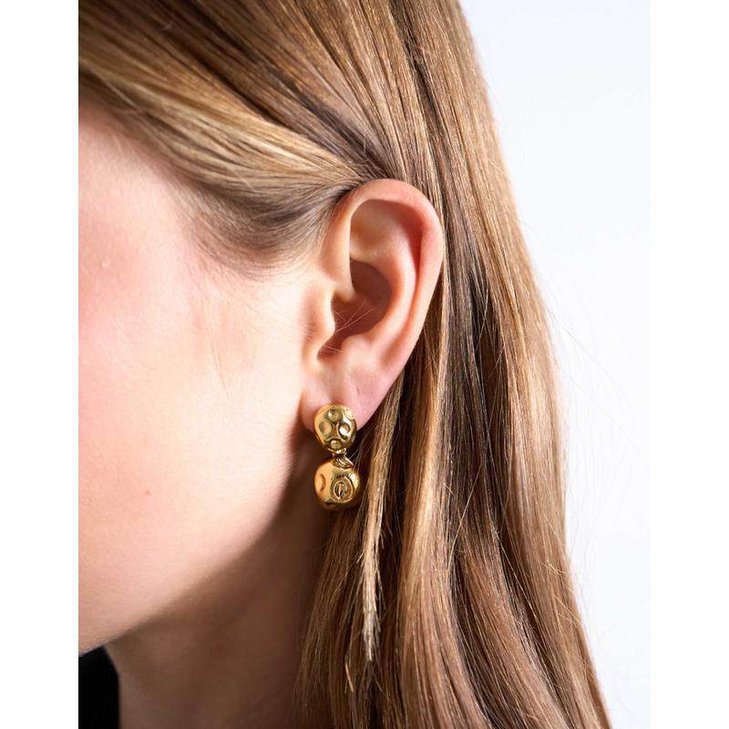 Topshop 女士 耳环 Penn 防水不锈钢迷你水滴耳钉(金色)