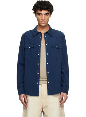 isabel marant 男士 衬衫 海军蓝 Vasco 衬衫