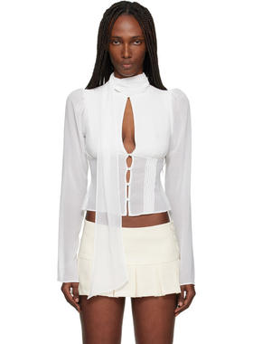 Danielle Guizio 女士 上衣 白色 Ara Long Sleeve 上装